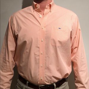 Orange Checked Vineyard Vines Tucker Dress Shirt